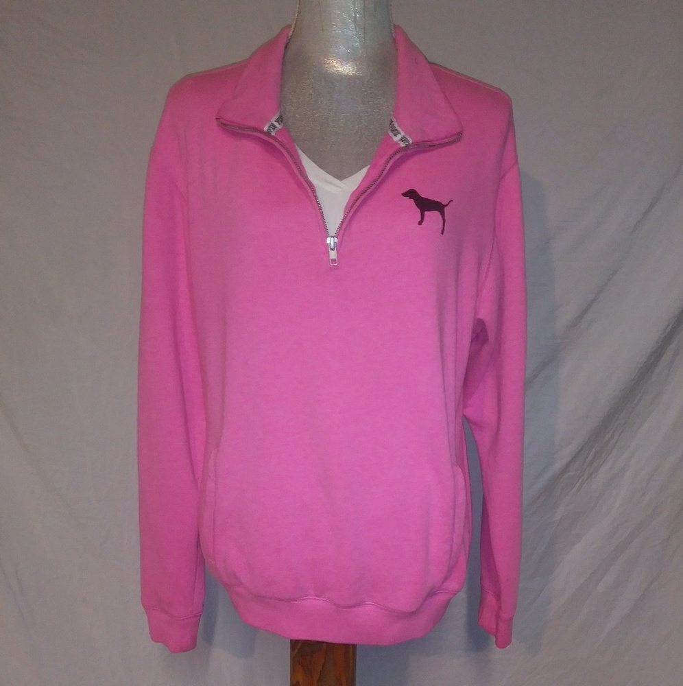 V.S Pink Zip-Up Pullover Sweatshirt Medium $FIRM$